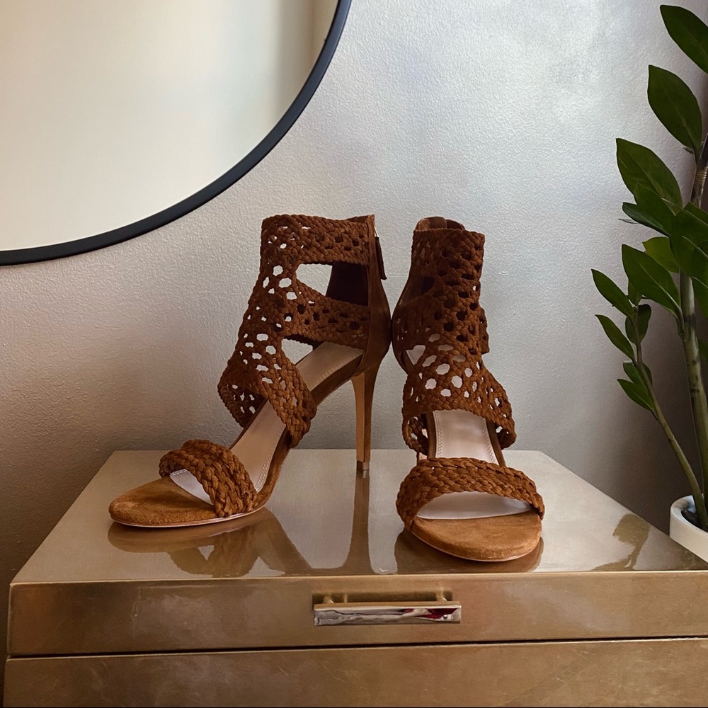 Sandro Brique suede heels brown sz 9.5/10 EU40 NIB